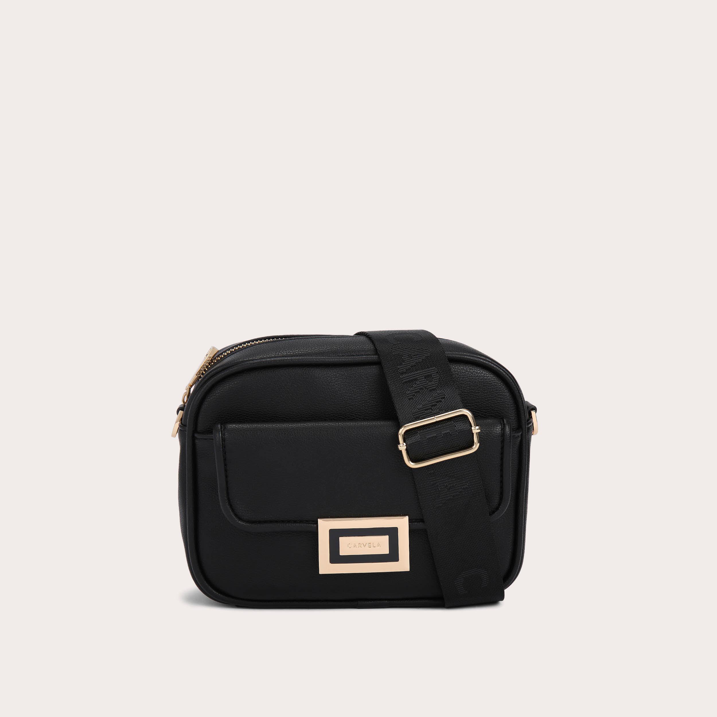 BOXY X BODY Black Cross Body Square Bag by CARVELA