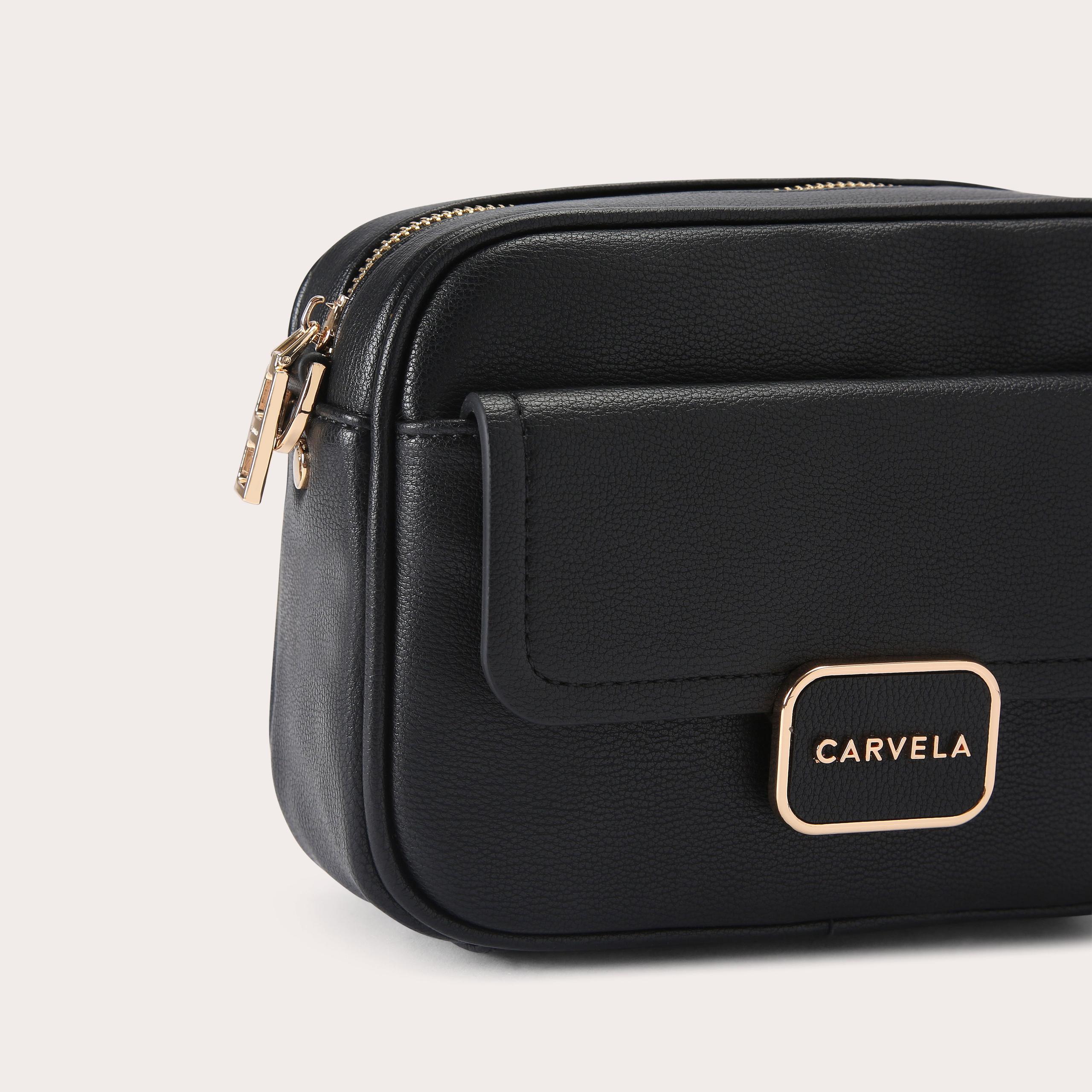 BOXY X BODY Black Cross Body Square Bag by CARVELA
