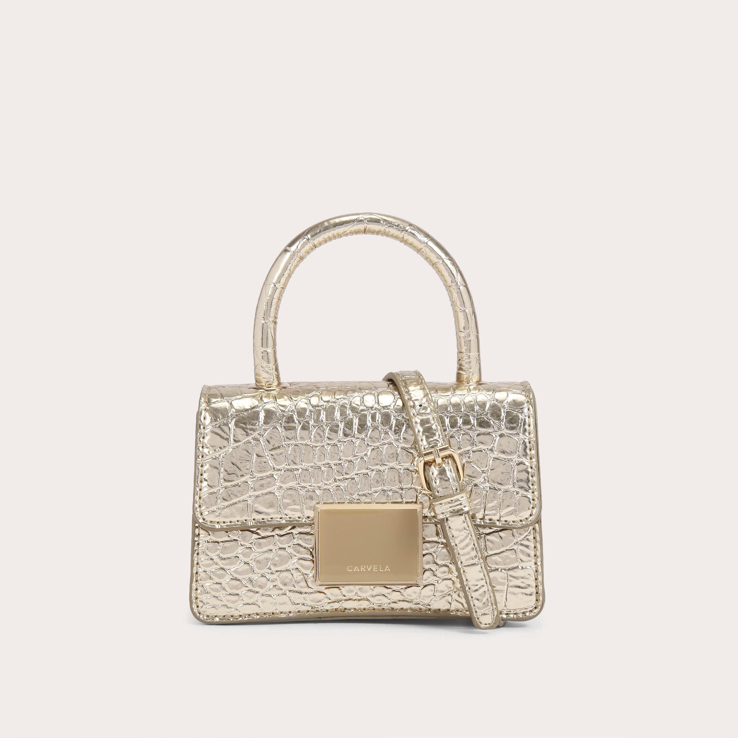 アクセサリー Jessica JESSICA CITY Gold Croc Embossed Mini Cross Body Bag by CARVELA