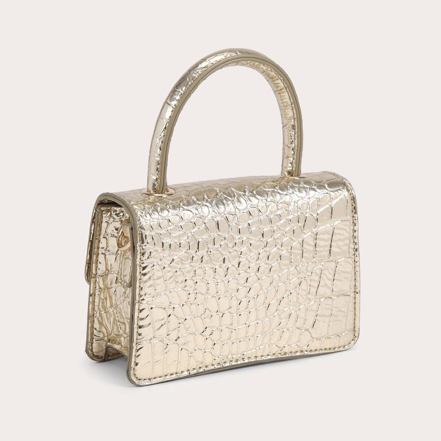 JESSICA CITY Gold Croc Embossed Mini Cross Body Bag by CARVELA