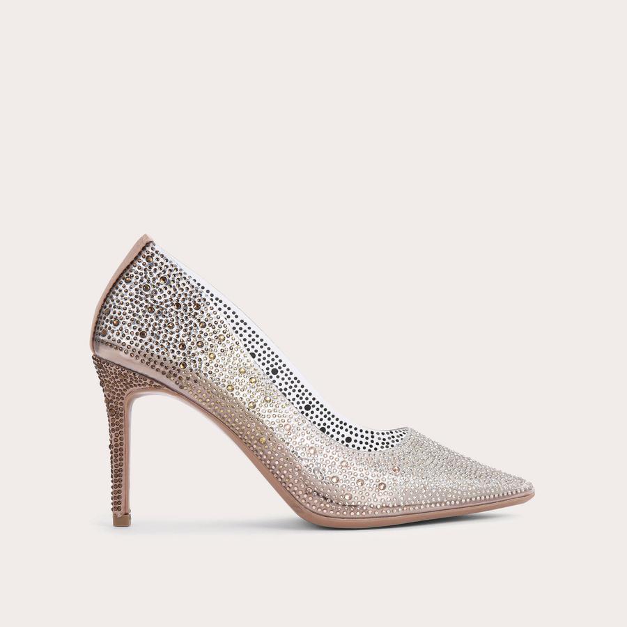 LOVEBIRD VINYL Blush Vinyl Crystal Heels by CARVELA