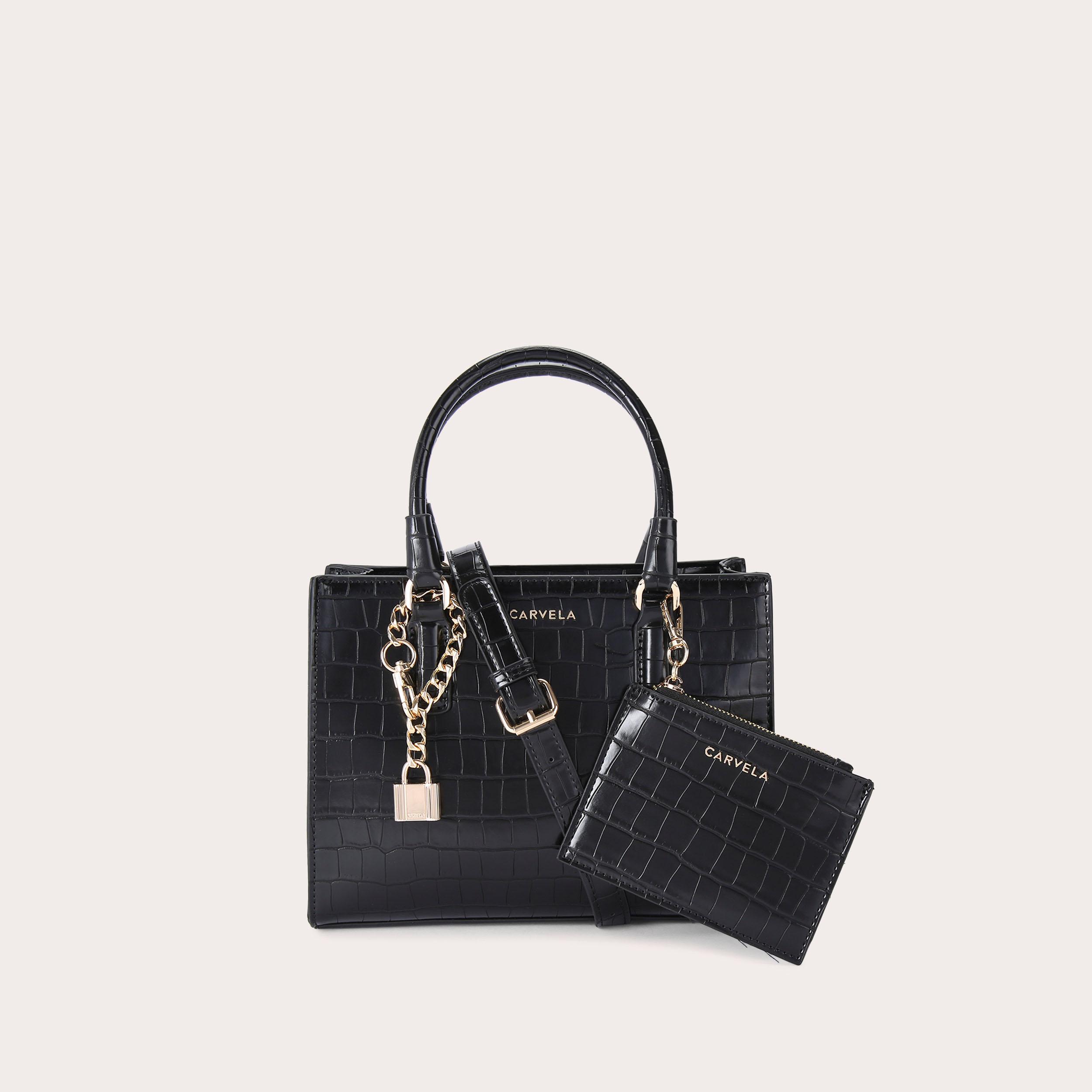 MINI LATTE Black Cross Body Bag by CARVELA