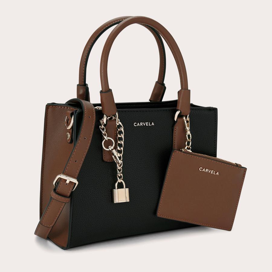 MINI LATTE Black Tan Mini Tote Bag by CARVELA