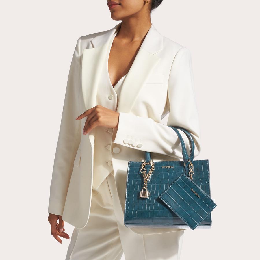 MINI LATTE Teal Tote Bag by CARVELA
