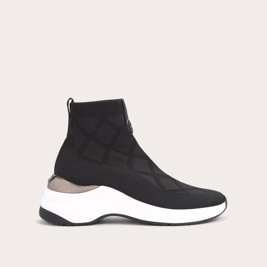 CHEQUERBOARD Black Quilted Pull On Sock Trainer by CARVELA COMFORT