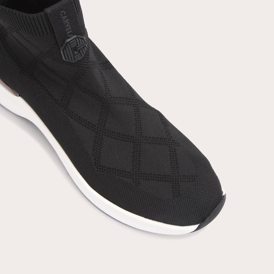 CHEQUERBOARD Black Quilted Pull On Sock Trainer by CARVELA COMFORT