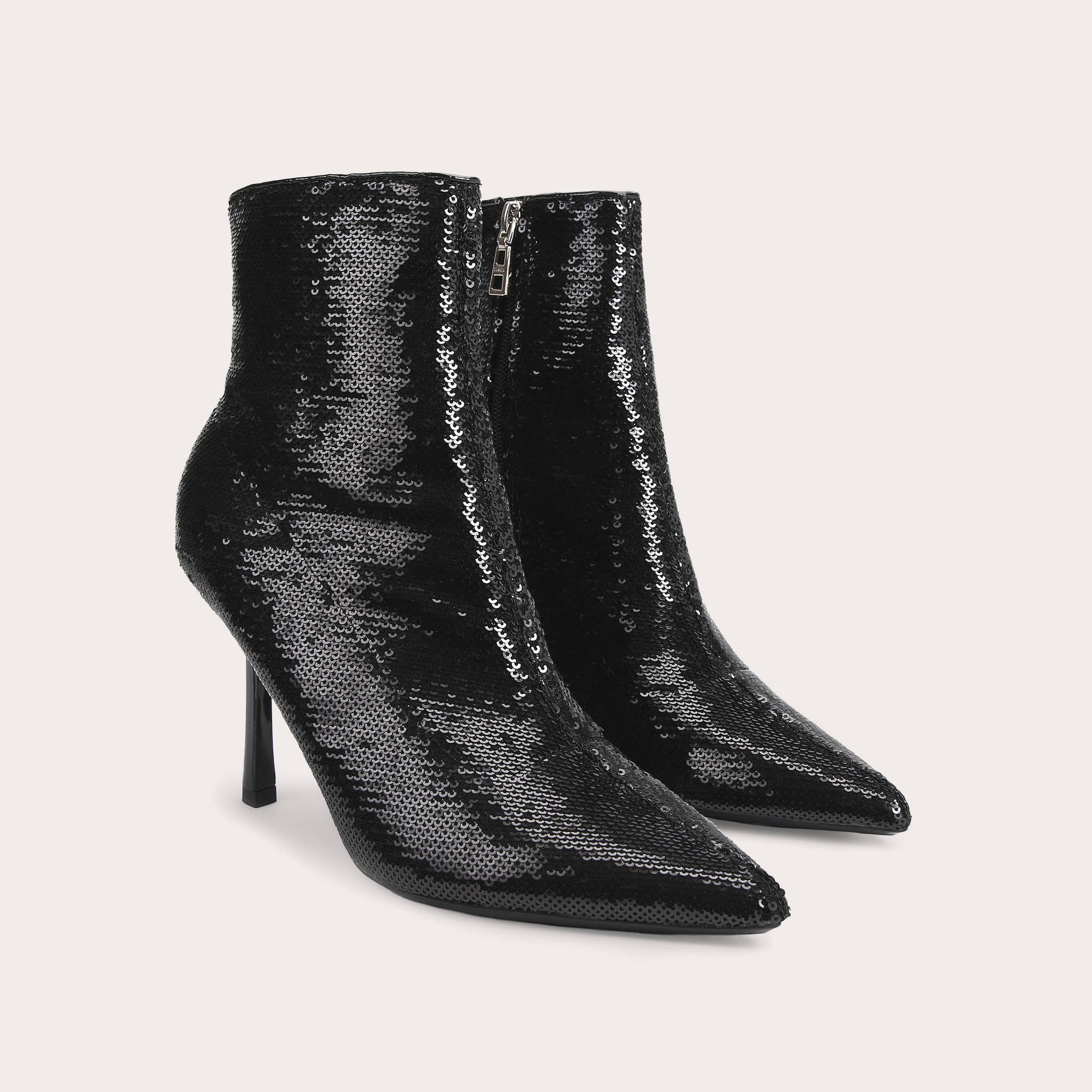 ATTENTION ANKLE BOOT Black Sequin Stiletto Heel Boot by CARVELA