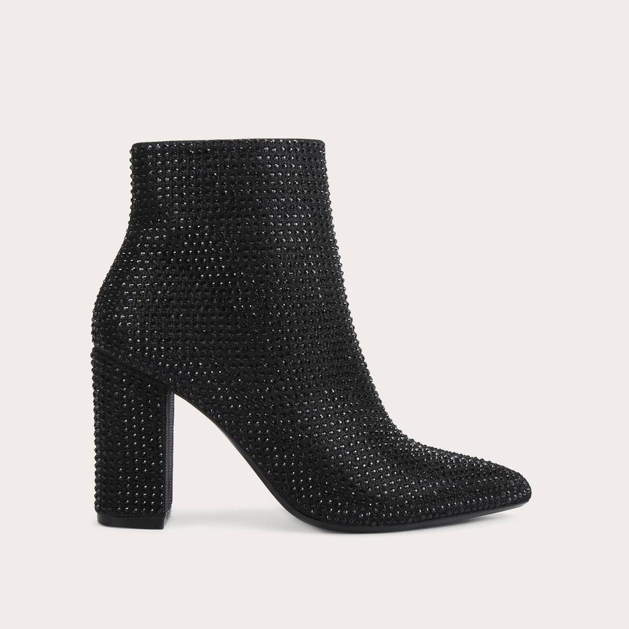 SHONE ANKLE BOOT Black Crystal Block Heel Ankle Boot by CARVELA