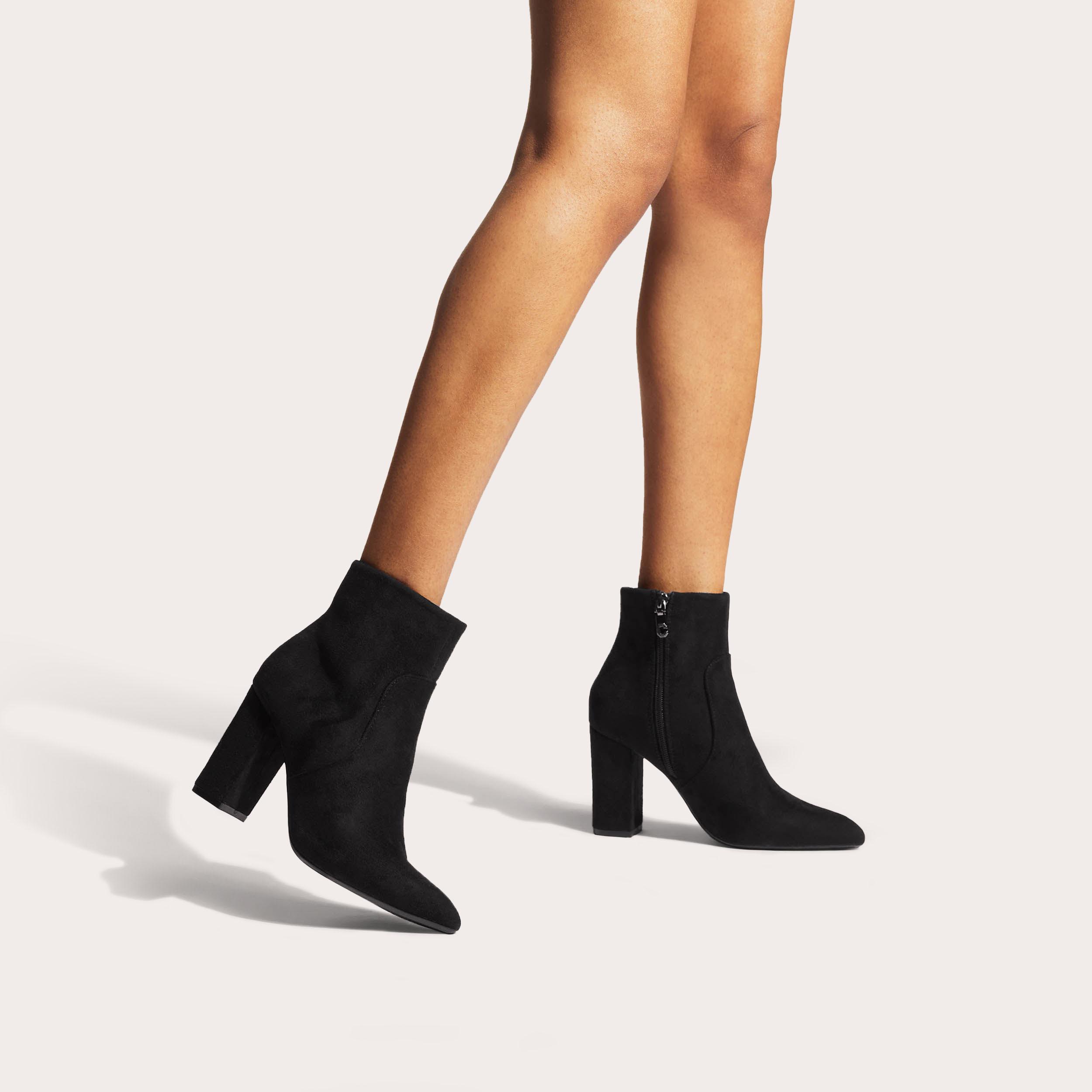 SHONE ANKLE BOOT Black Suedette Block Heel Ankle Boot by CARVELA