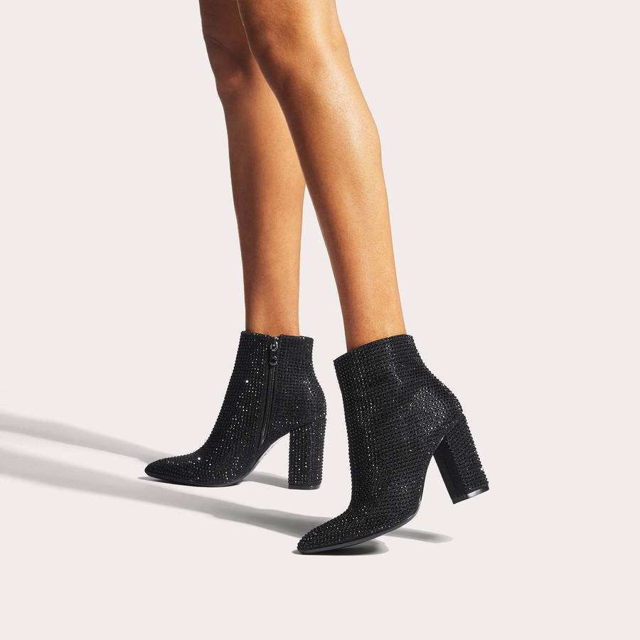 SHONE ANKLE BOOT Black Crystal Block Heel Ankle Boot by CARVELA