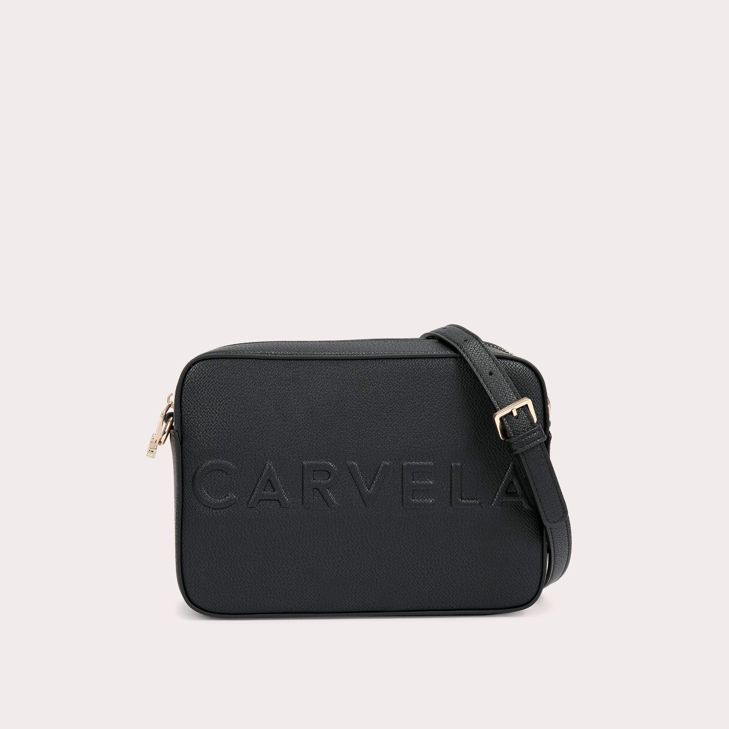 FRAME X BODY Black Structured Cross Body Bag by CARVELA