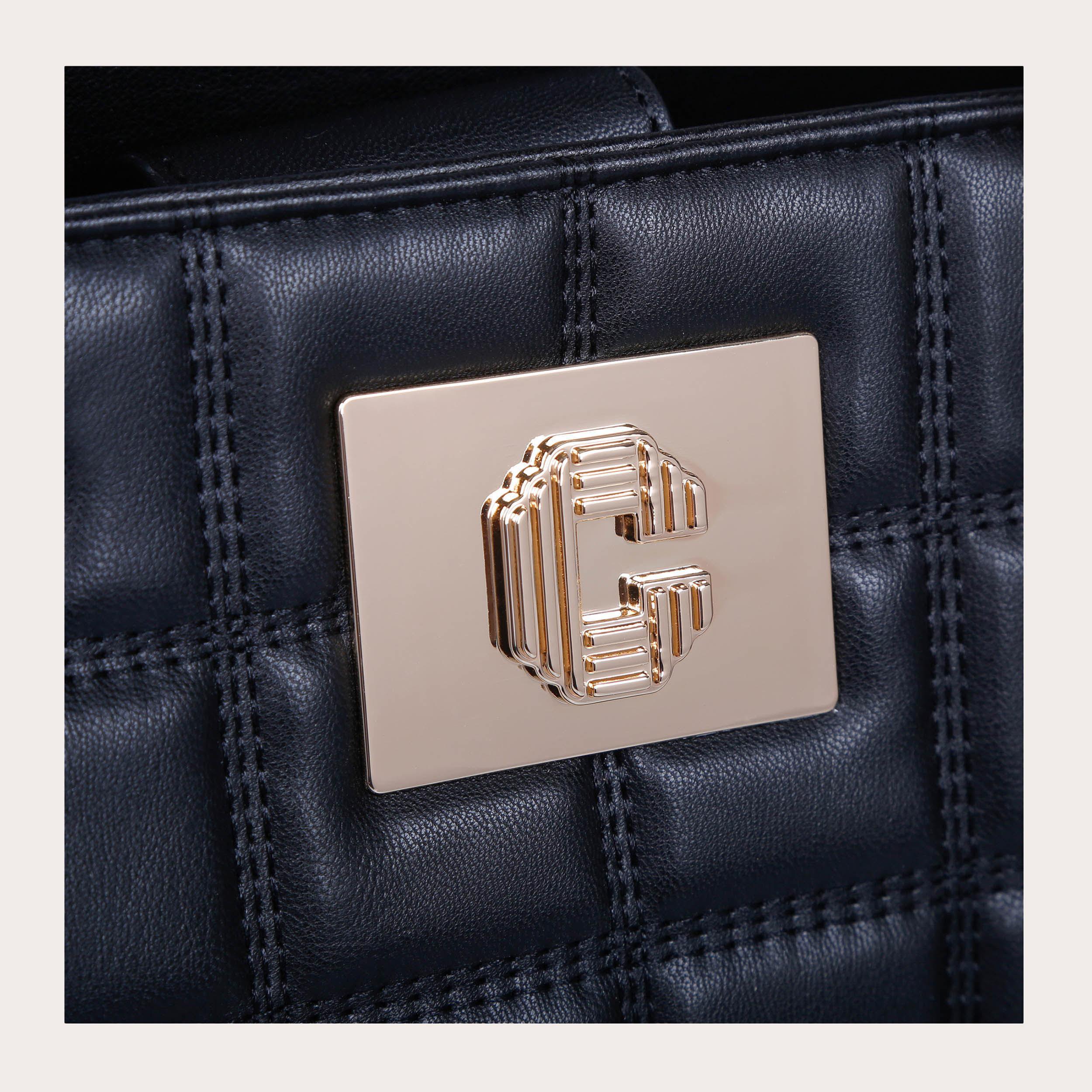 BROOKLYN TOTE 2 Black Quilted Tote Bag by CARVELA