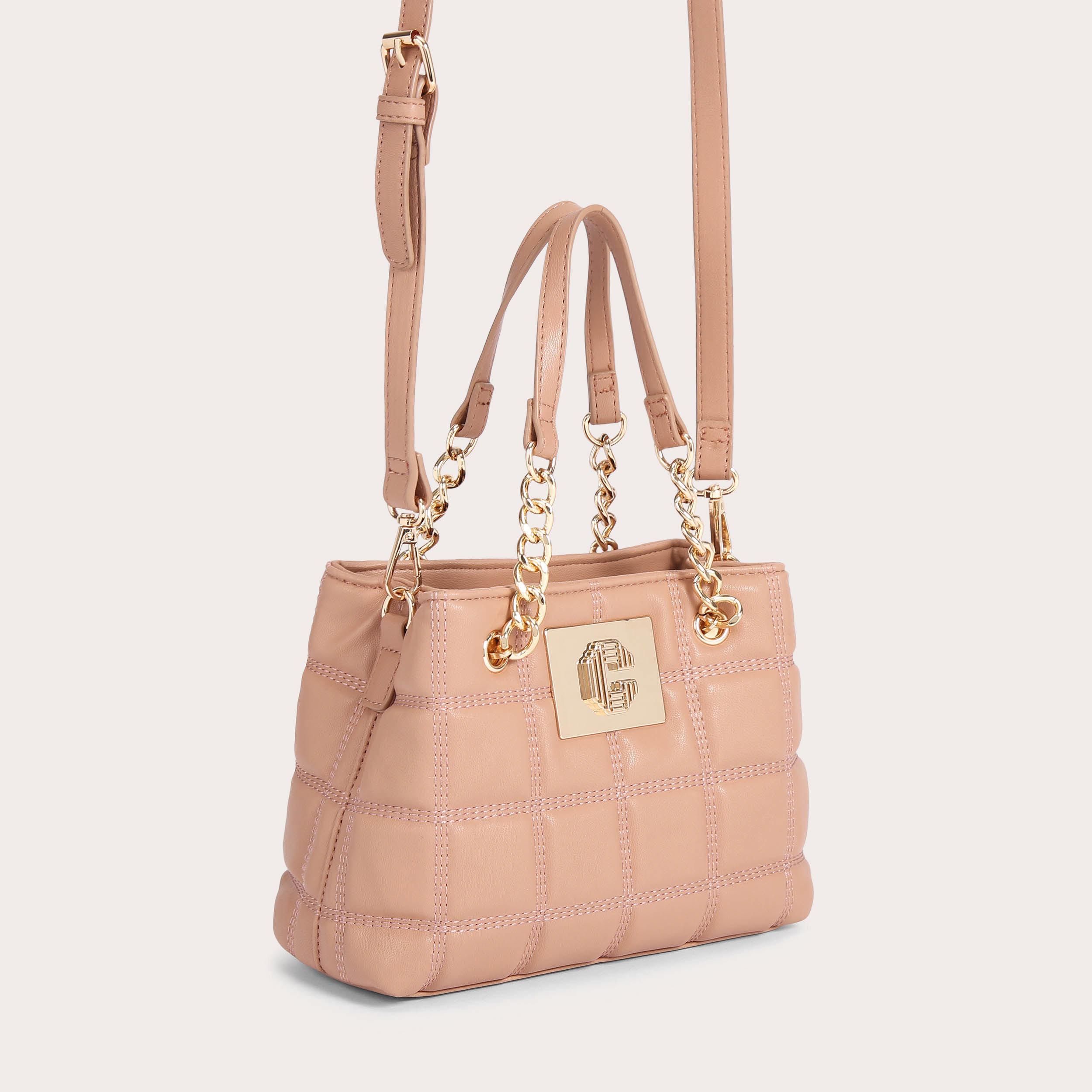 BROOKLYN MINI TOTE 2 Blush Mini Quilted Tote Bag by CARVELA