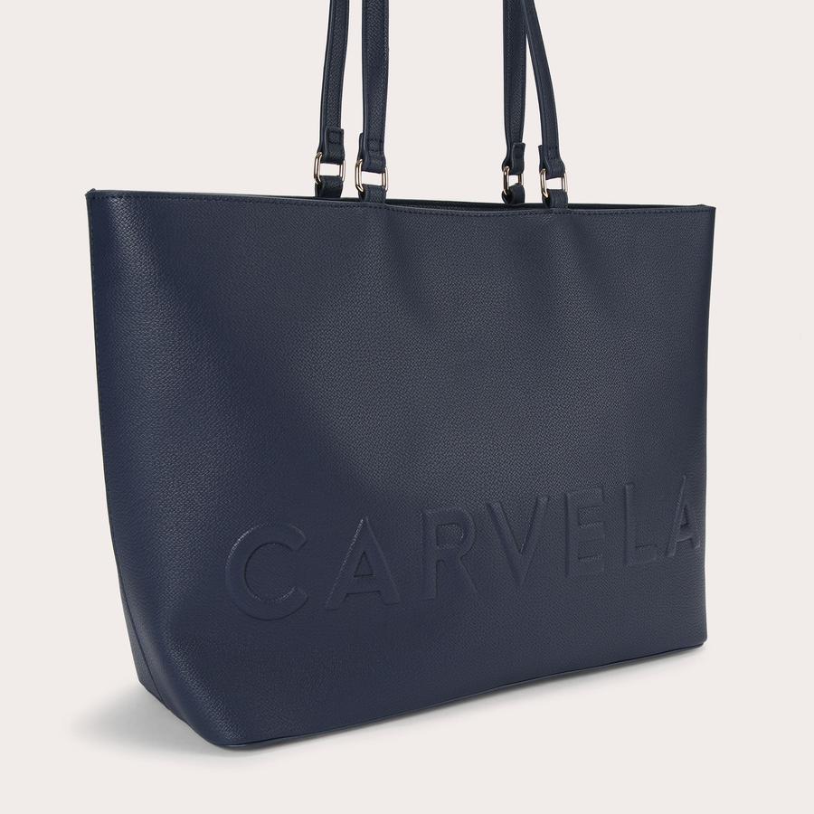 FRAME WINGED SHOPPER Navy Tote Bag by CARVELA