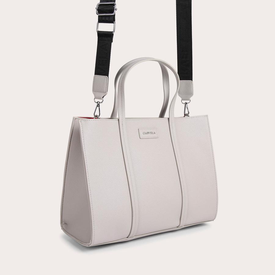 GLOSSY TOTE Grey Textured Tote Bag by CARVELA