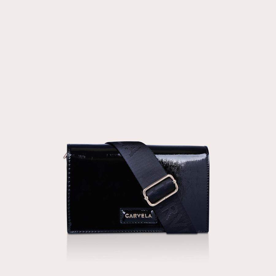 GLOSSY WALLET Black Patent Cross Body Wallet Bag by CARVELA