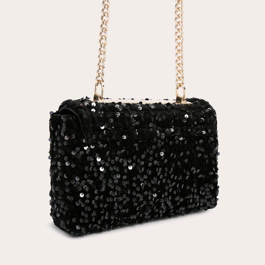 BROOKLYN MINI Black Sequin Cross Body Bag by CARVELA