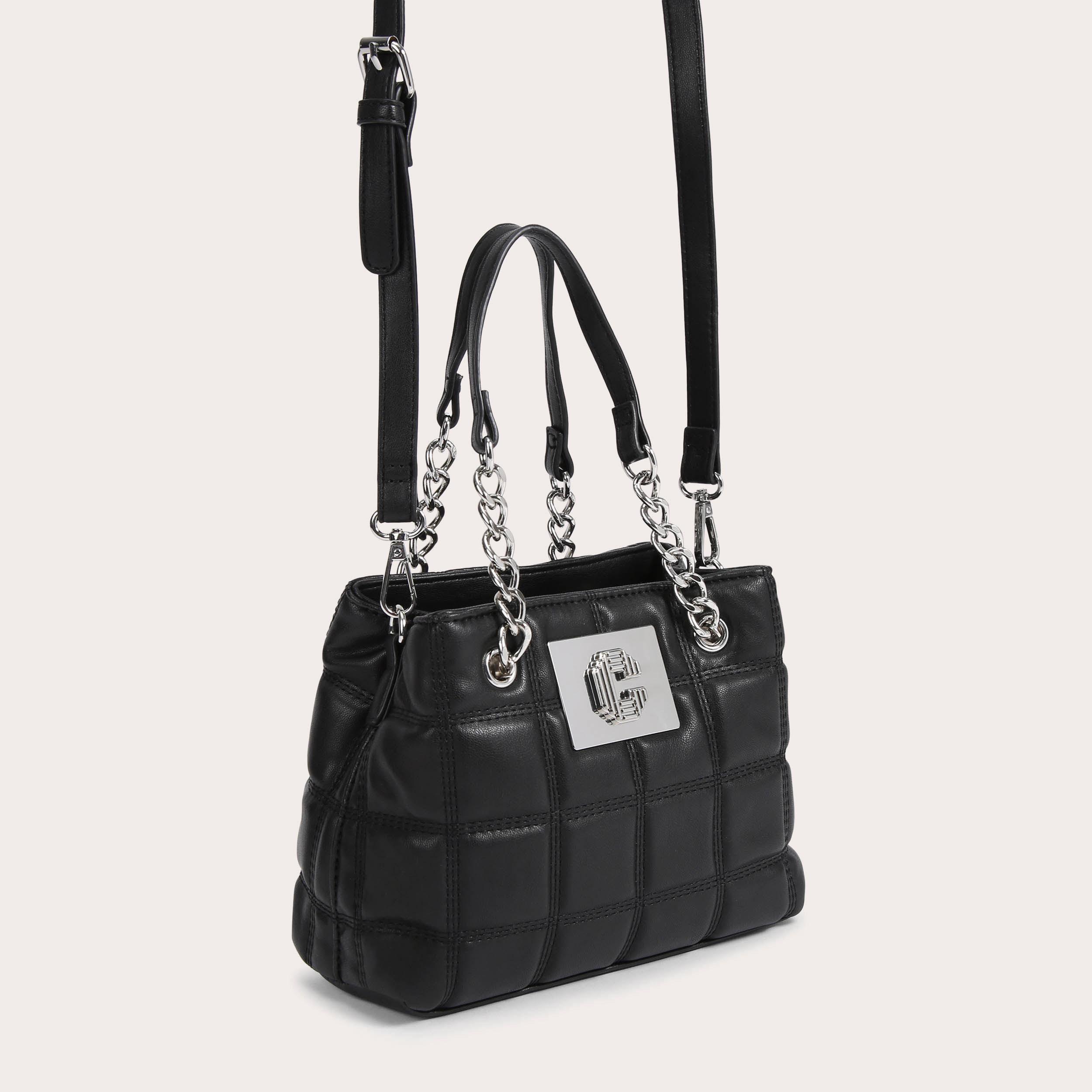 BROOKLYN MINI TOTE 2 Black Mini Quilted Tote Bag by CARVELA