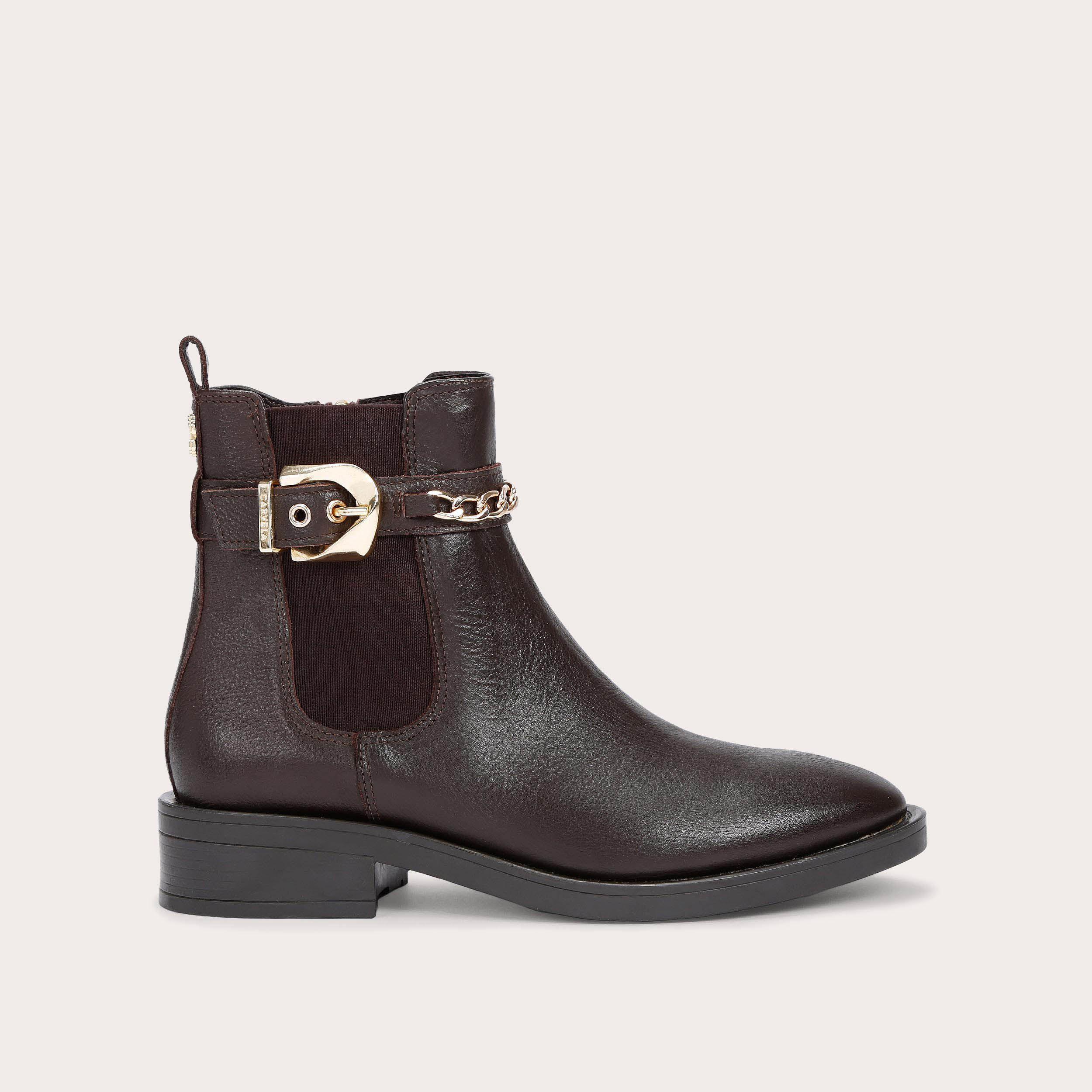 RIDER ANKLE Brown Buckle Leather Ankle Boot by CARVELA