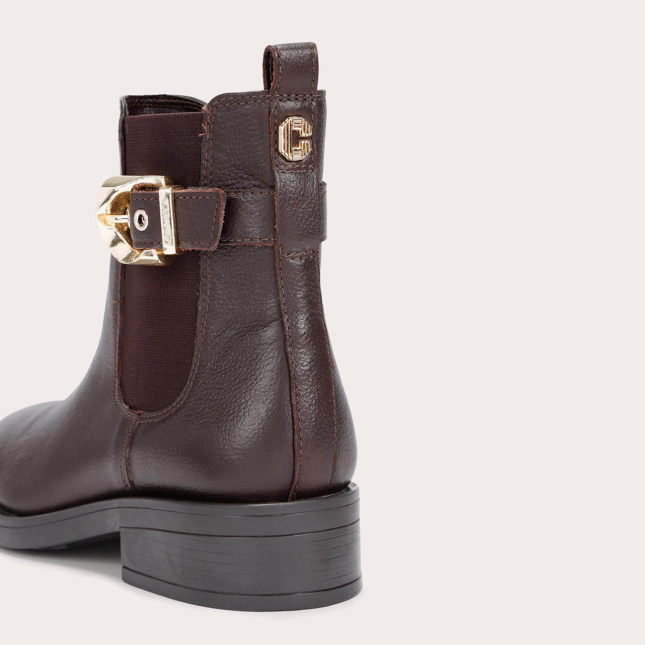 RIDER ANKLE Brown Buckle Leather Ankle Boot by CARVELA