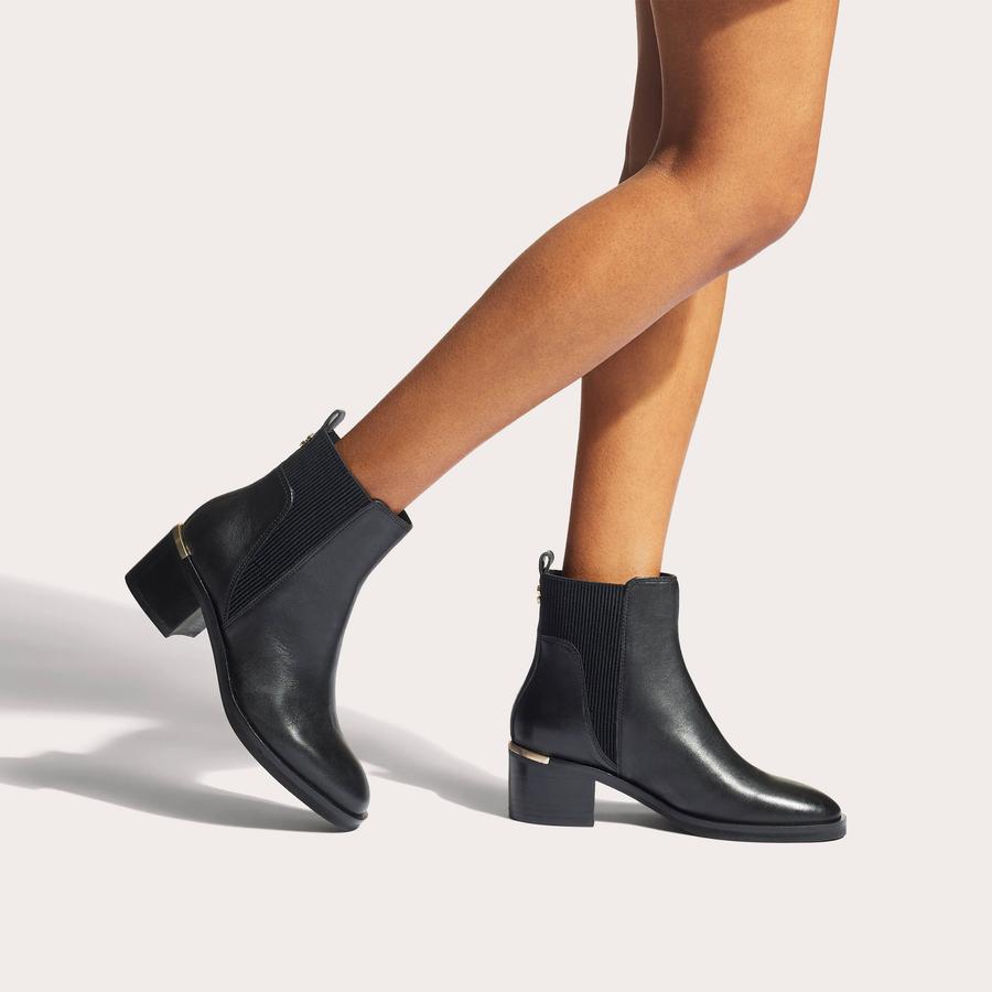 LIBERTY ANKLE Black Leather Ankle Heel Boot by CARVELA