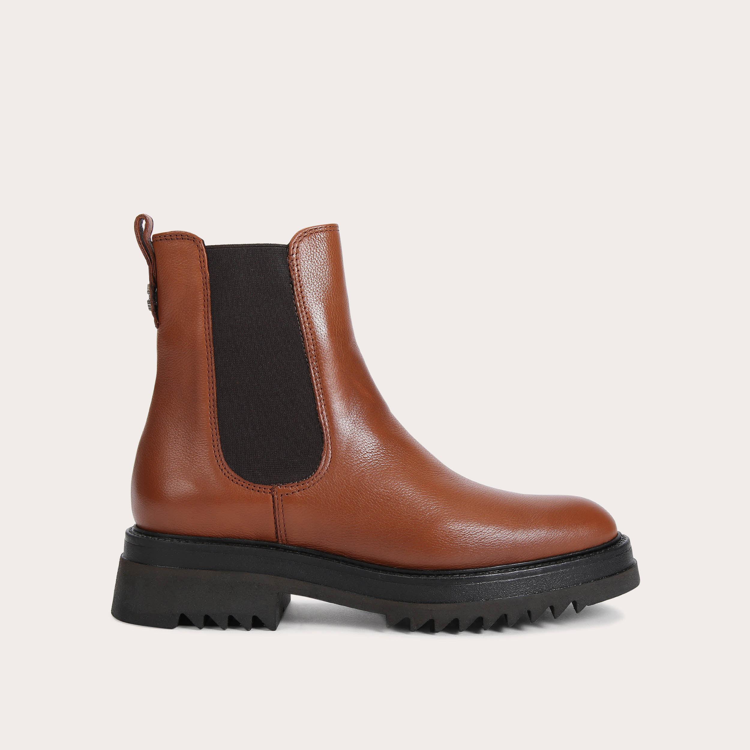 STRONG Brown Leather Chelsea Ankle Boot by CARVELA