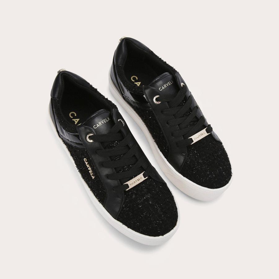 PARK Silver Glitter Lace Up Trainers by CARVELA