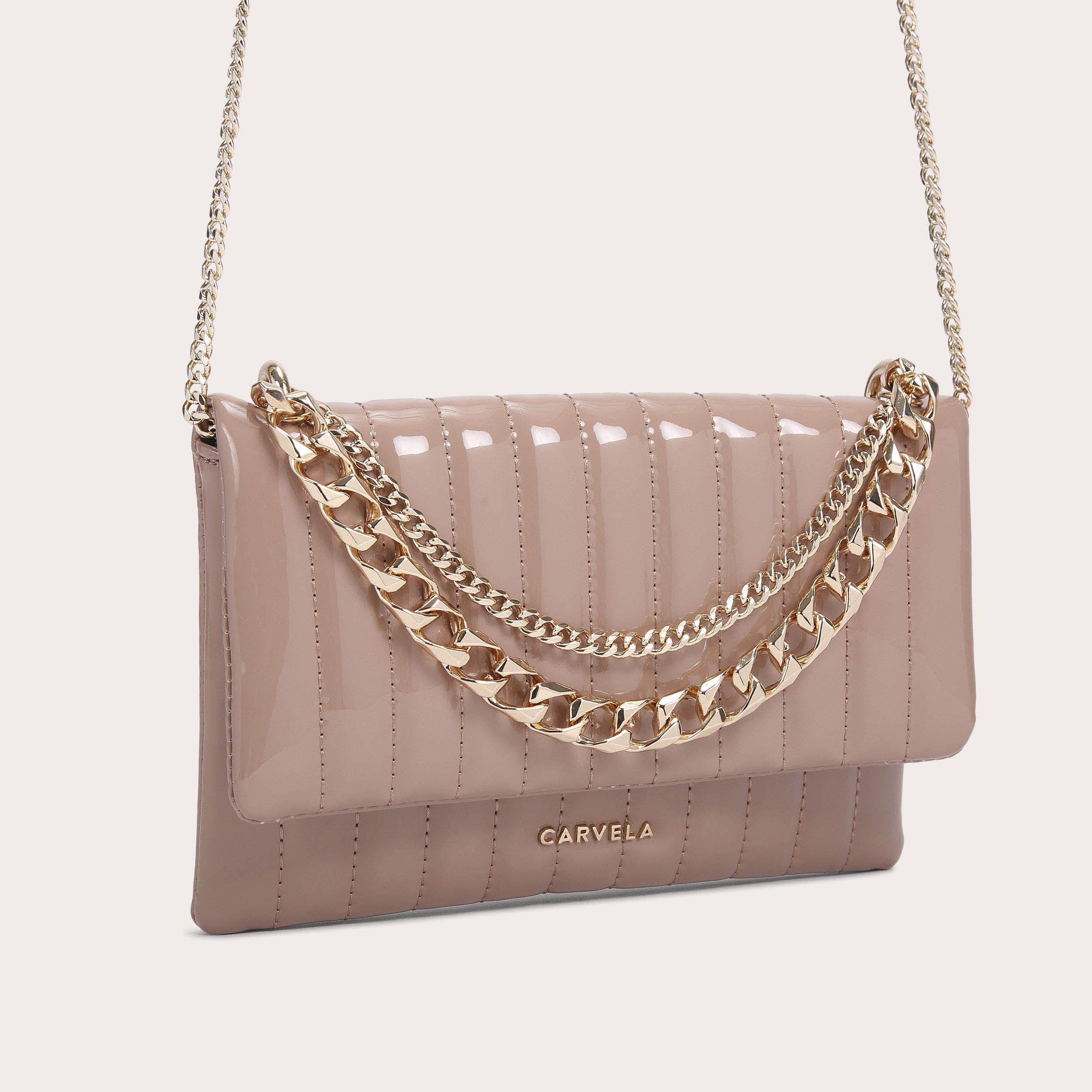 REBEL CLUTCH Blush Patent Quilted Cross Body Bag by CARVELA