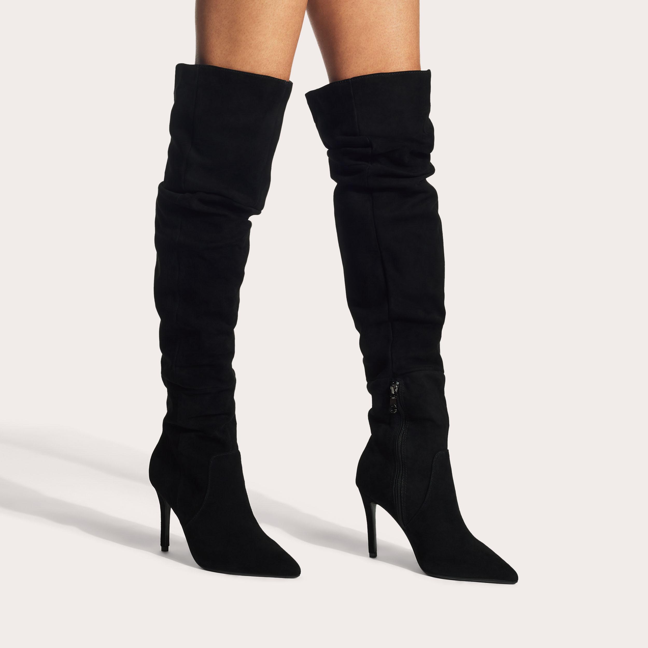 Black slouch knee high boots best sale