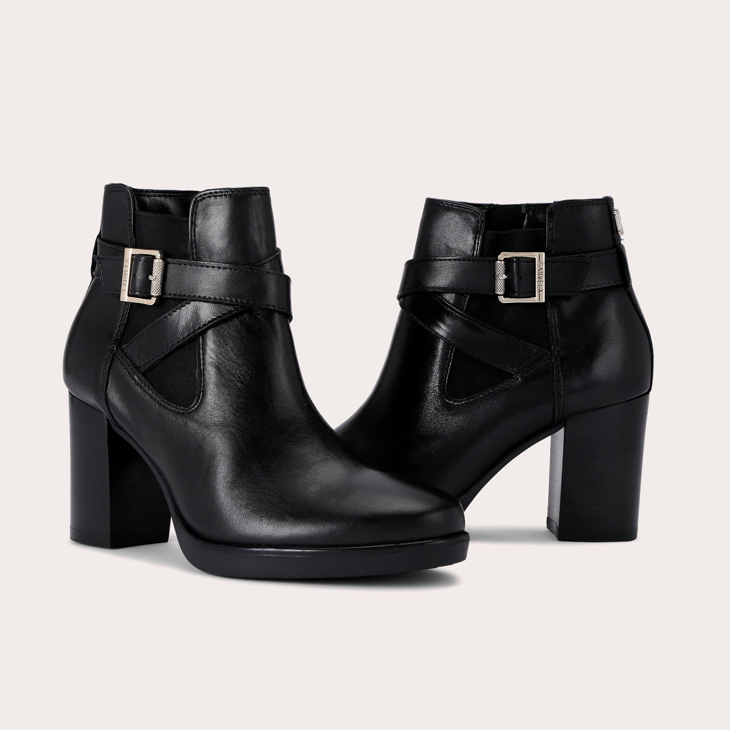 Carvela scant buckle hot sale ankle boots black