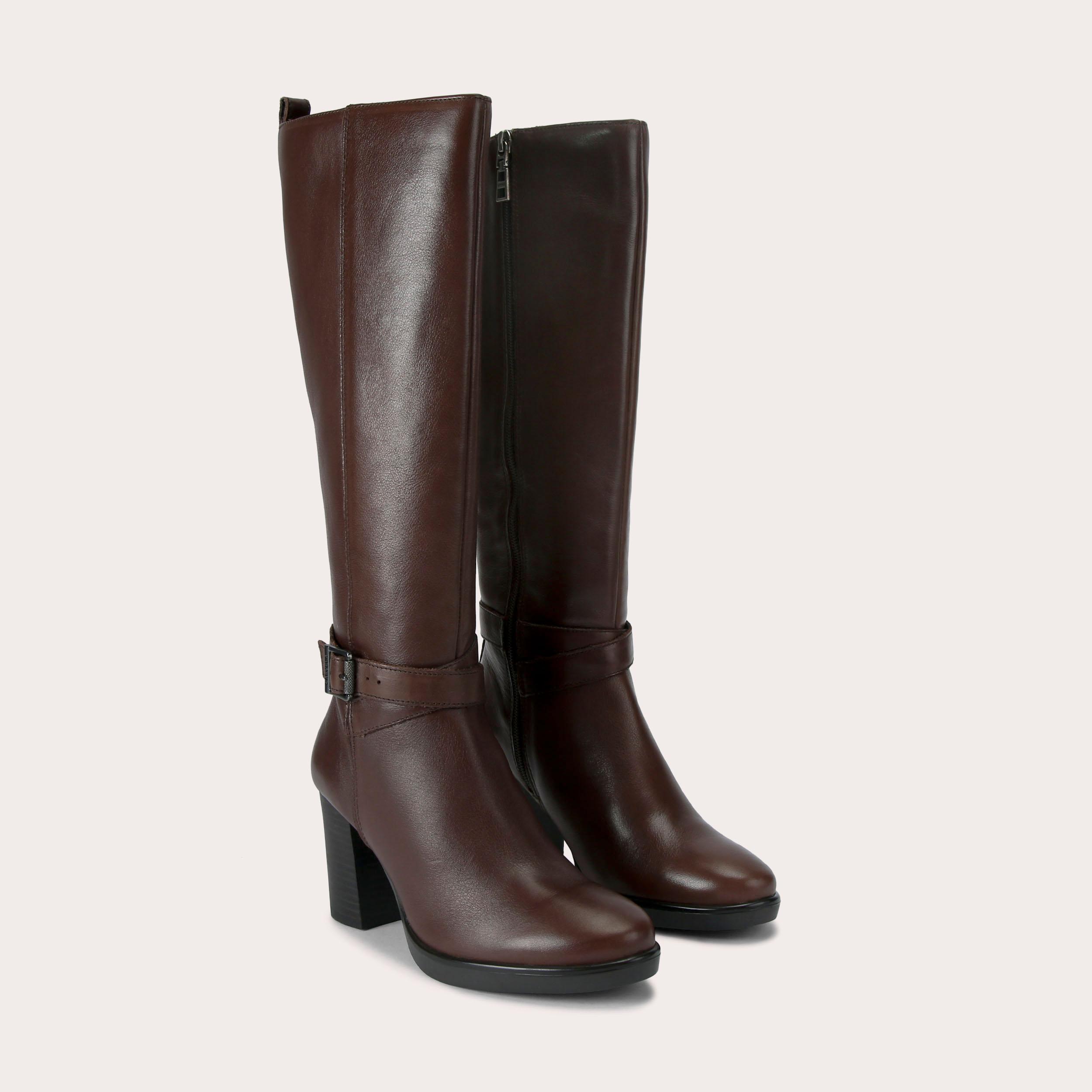 SILVER 2 KNEE HIGH Dark Brown Leather Knee High Boot by CARVELA