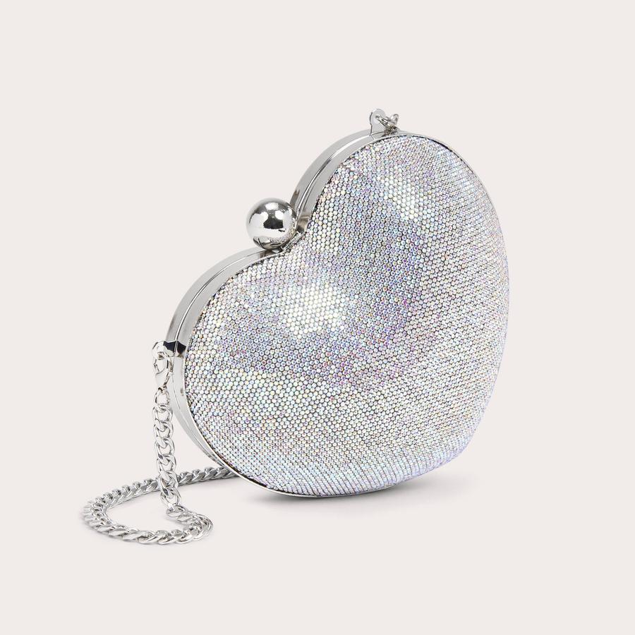 Heart Designer Crystal Bridal Clutch Purse Valentine Bag