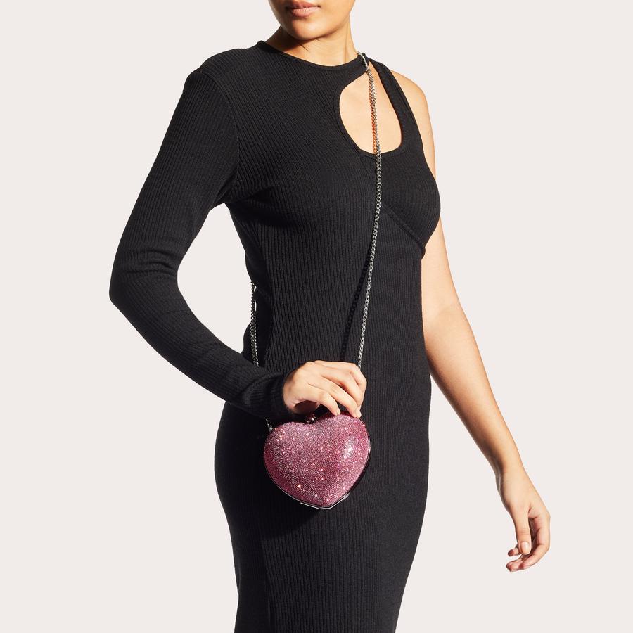AMORE CLUTCH Pink Crystal Heart Clutch Bag by CARVELA