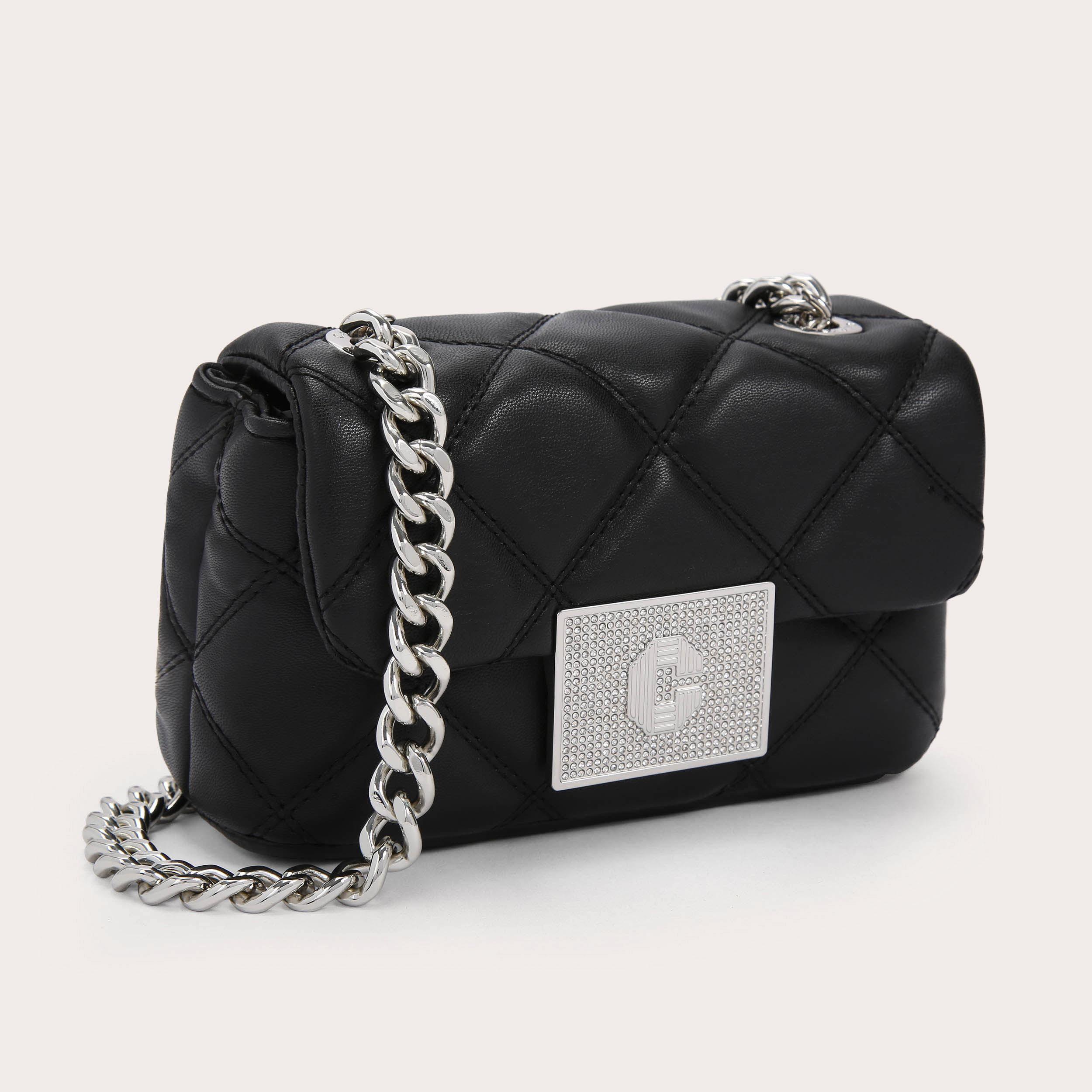 GEMSTONE MINI Black Quilted Cross Body Bag by CARVELA