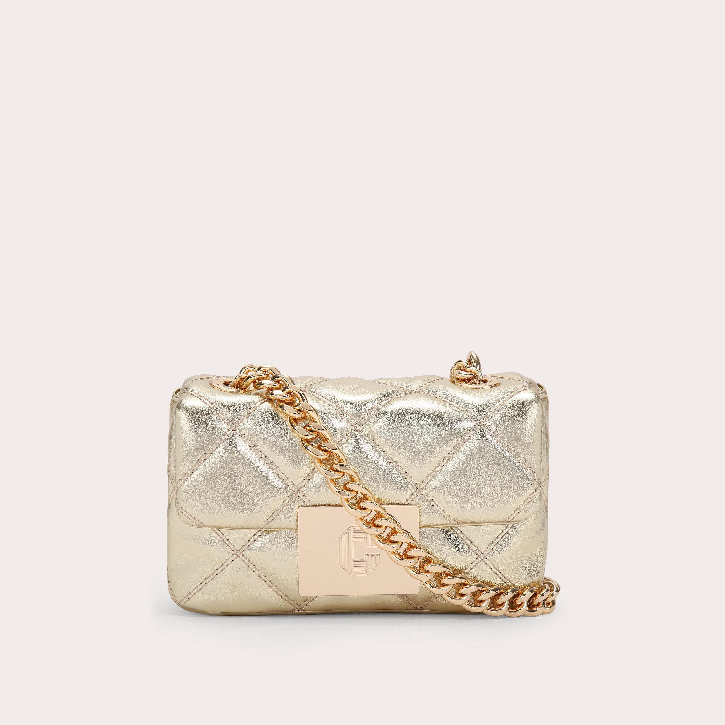 GEMSTONE MINI Gold Quilted Cross Body Bag by CARVELA
