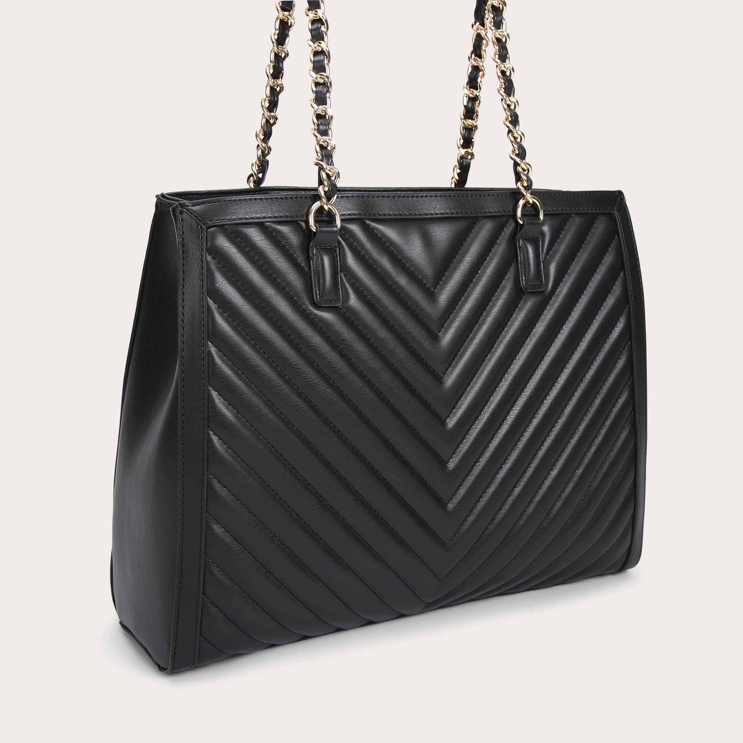 LARA TASSEL TOTE Tote Bag Black Quilted Shoulder by CARVELA