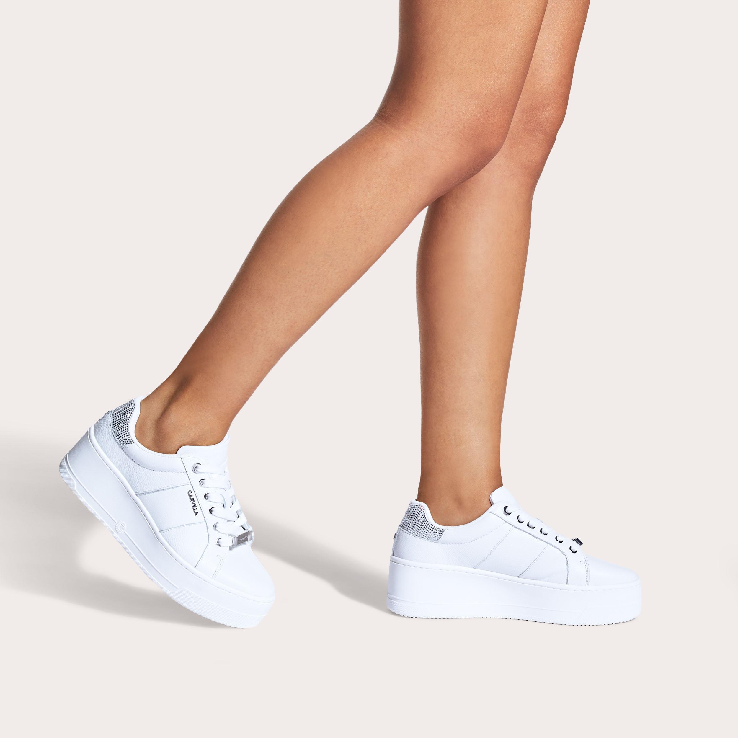 CONNECTED White Leather Lace Up Trainer by CARVELA