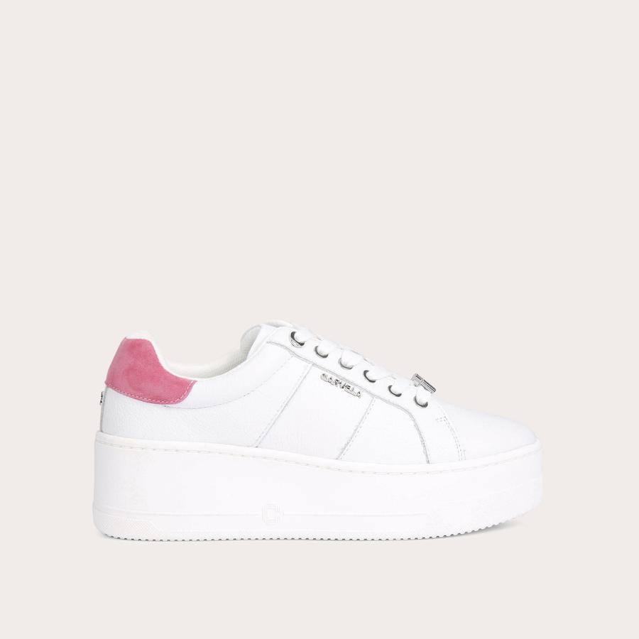 CONNECTED White Leather Lace Up Trainer by CARVELA