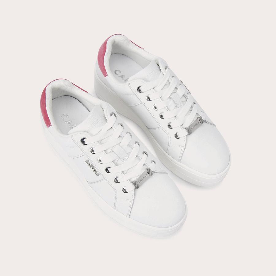 CONNECTED White Leather Lace Up Trainer by CARVELA