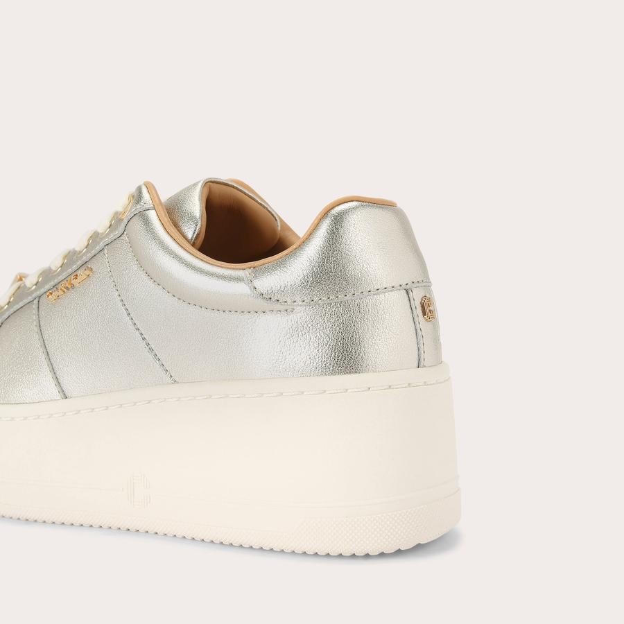 CONNECTED Silver Lace Up Trainers by CARVELA