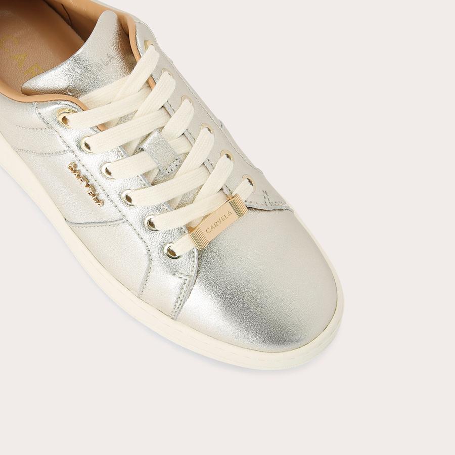 CONNECTED Silver Lace Up Trainers by CARVELA