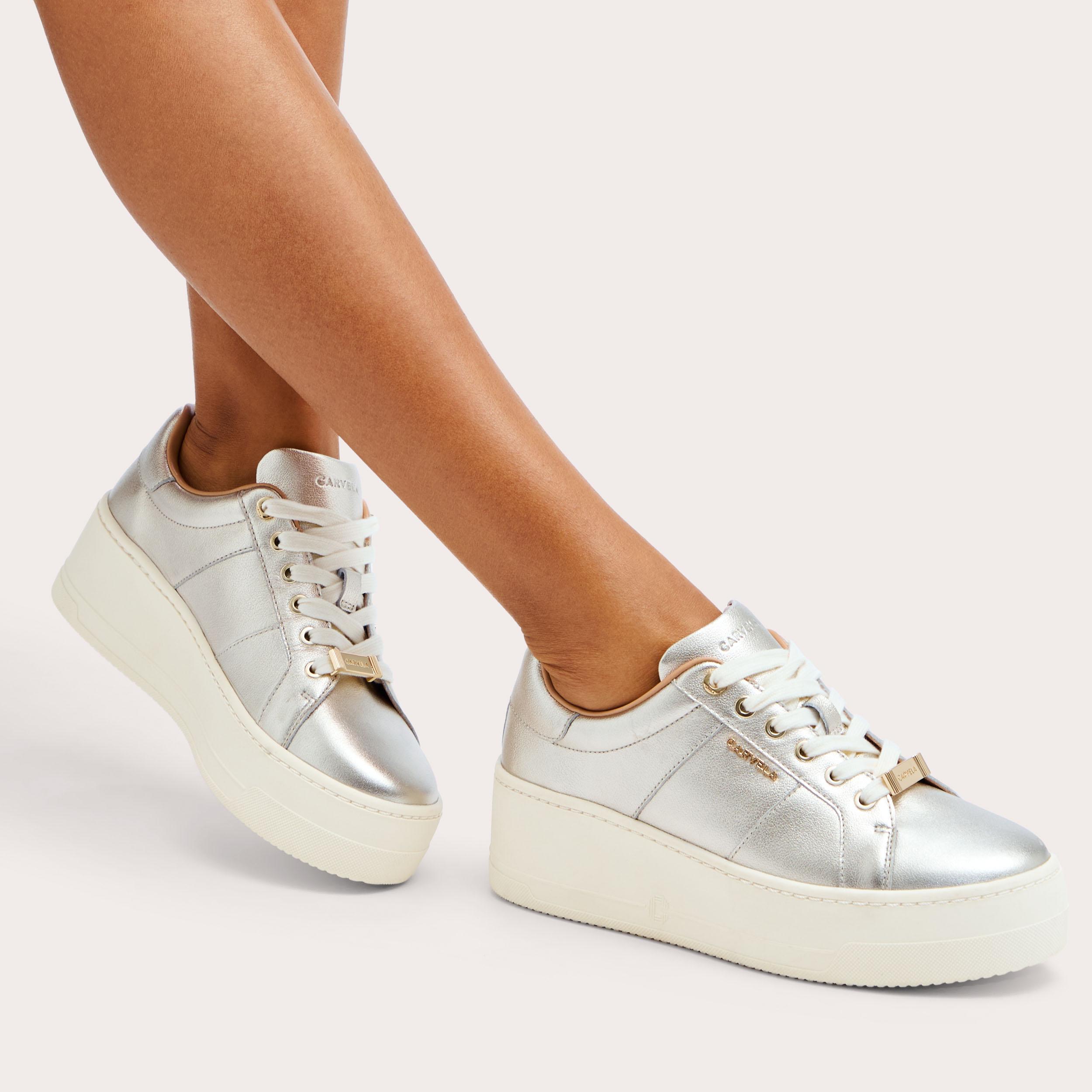 carvela silver trainers