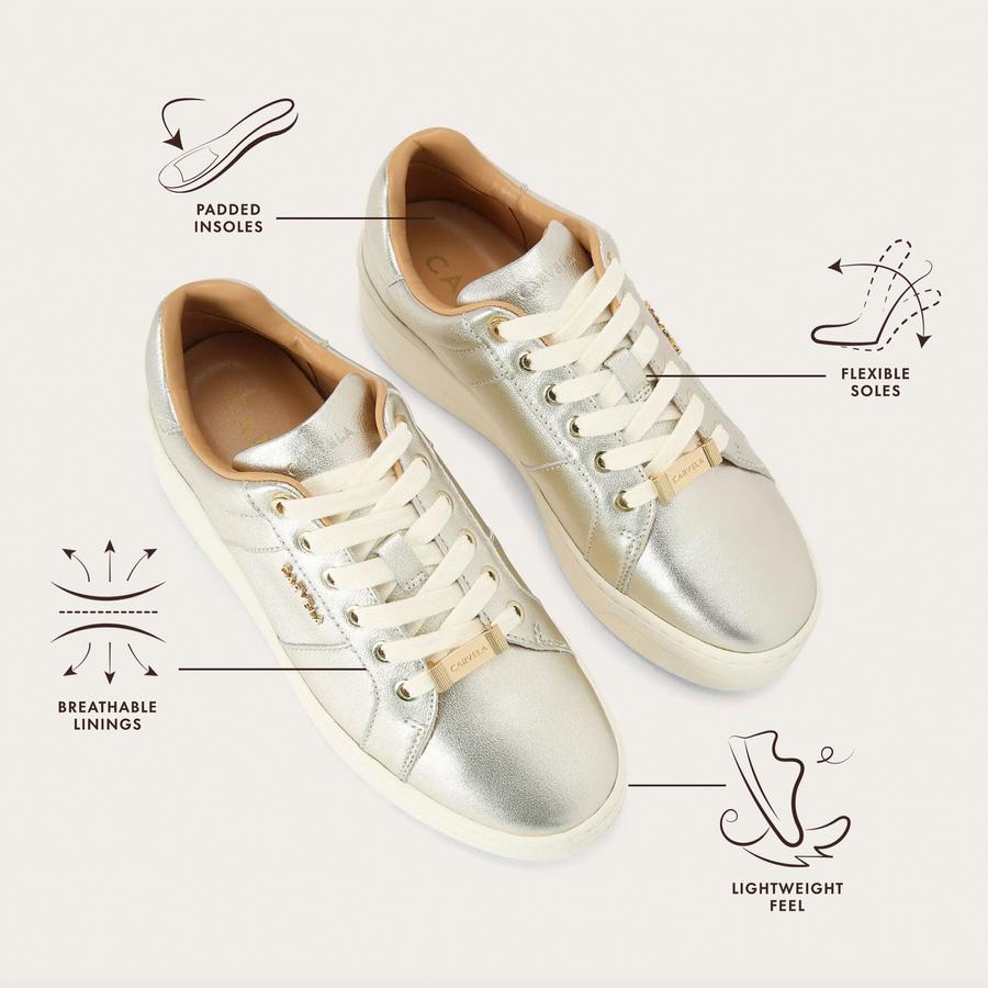 CONNECTED Silver Lace Up Trainers by CARVELA