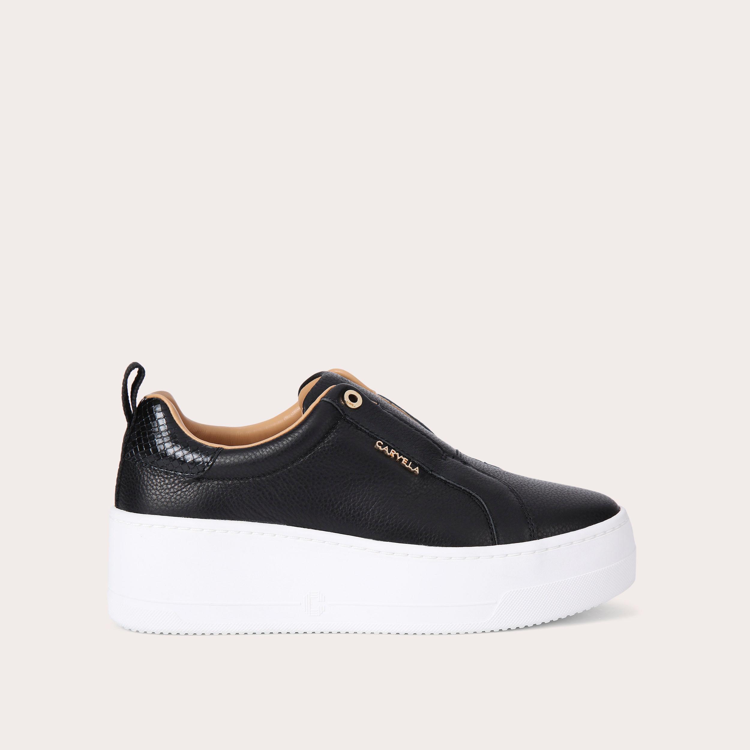 CONNECTED ZIP Black Leather Trainers by CARVELA