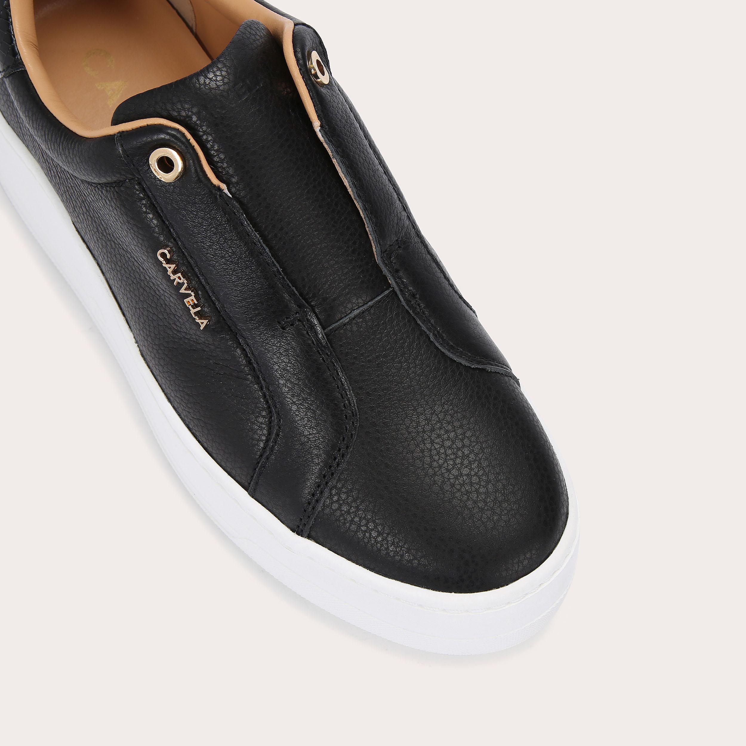 CONNECTED LACELESS Black Leather Trainers by CARVELA