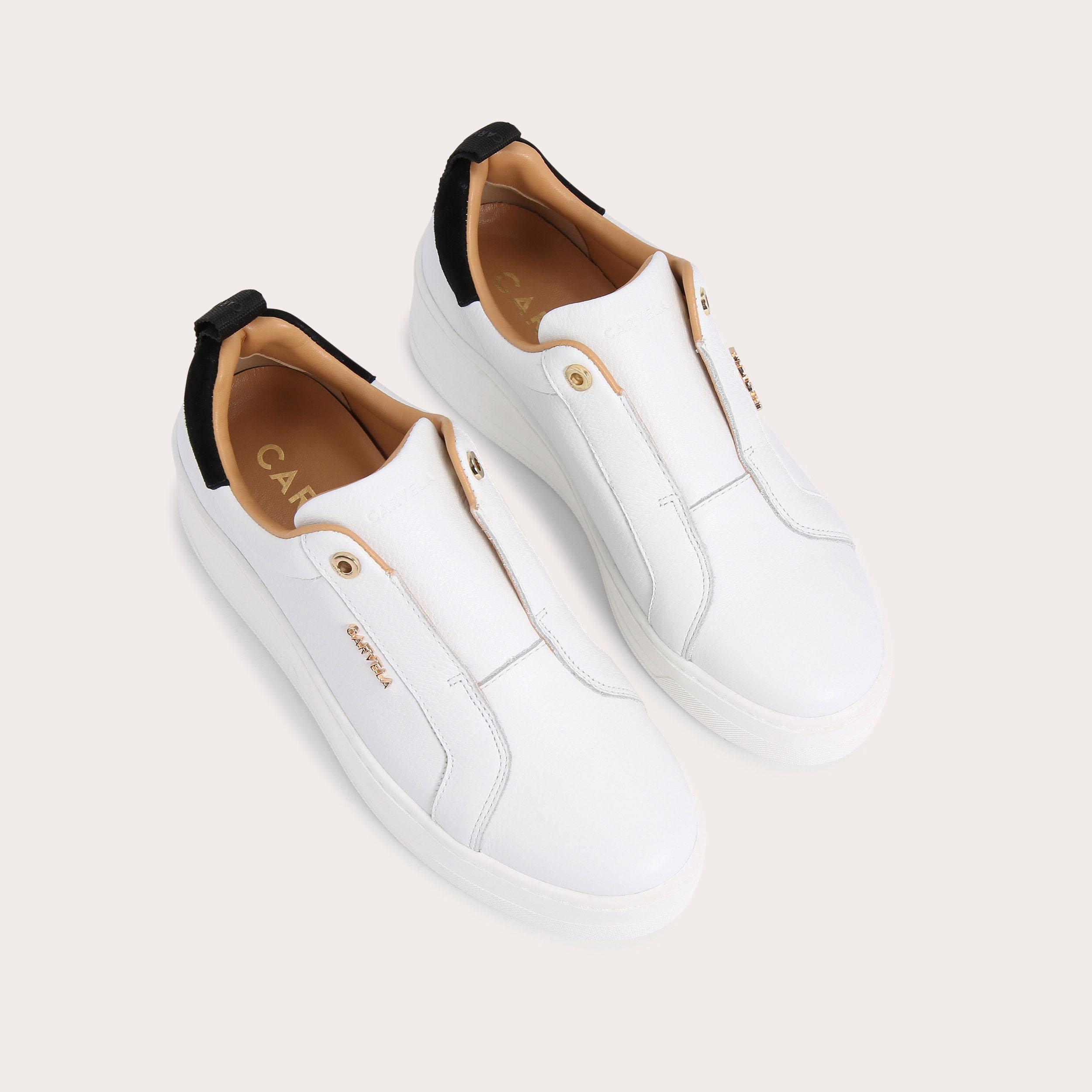 Laceless store white trainers