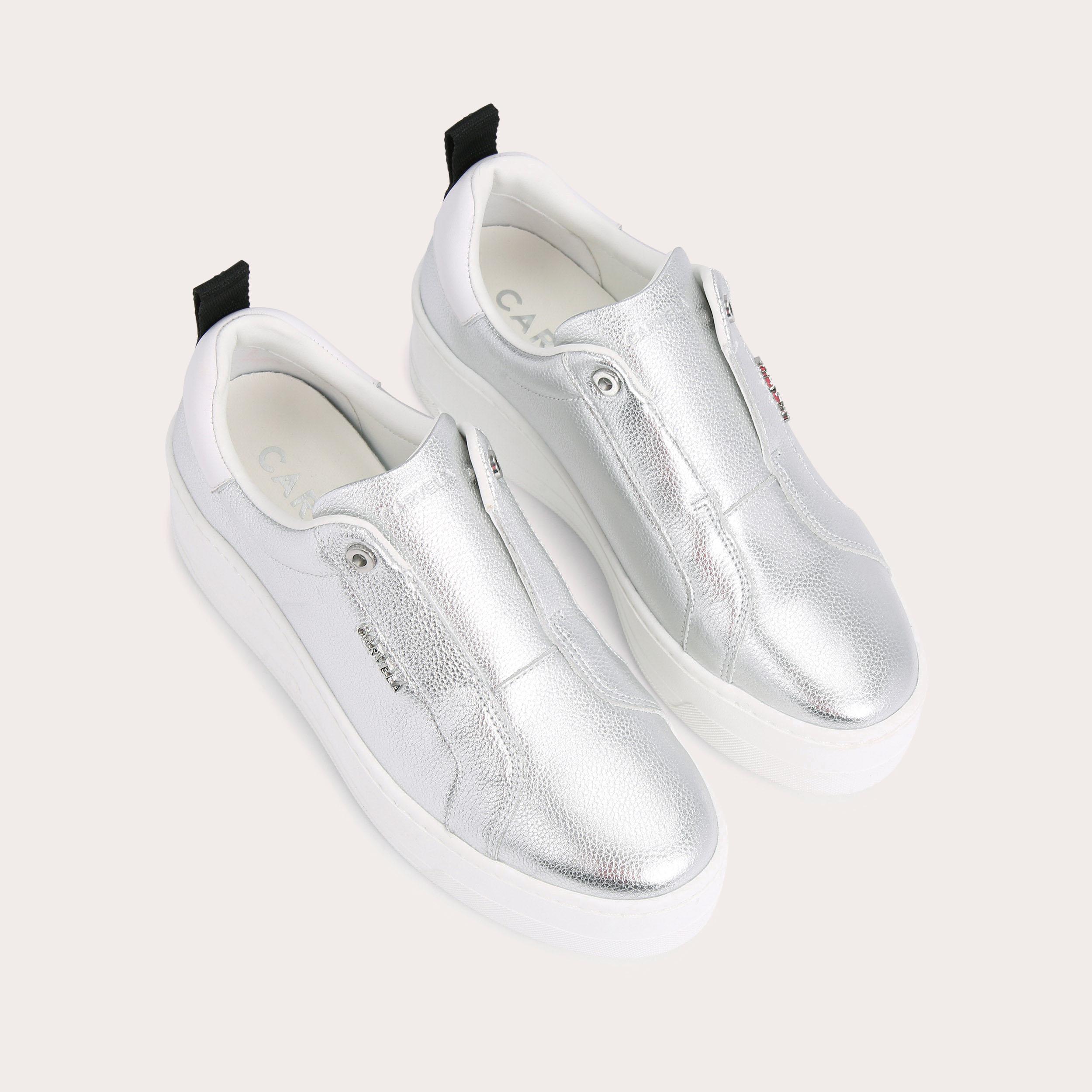 CONNECTED LACELESS Silver Trainers by CARVELA