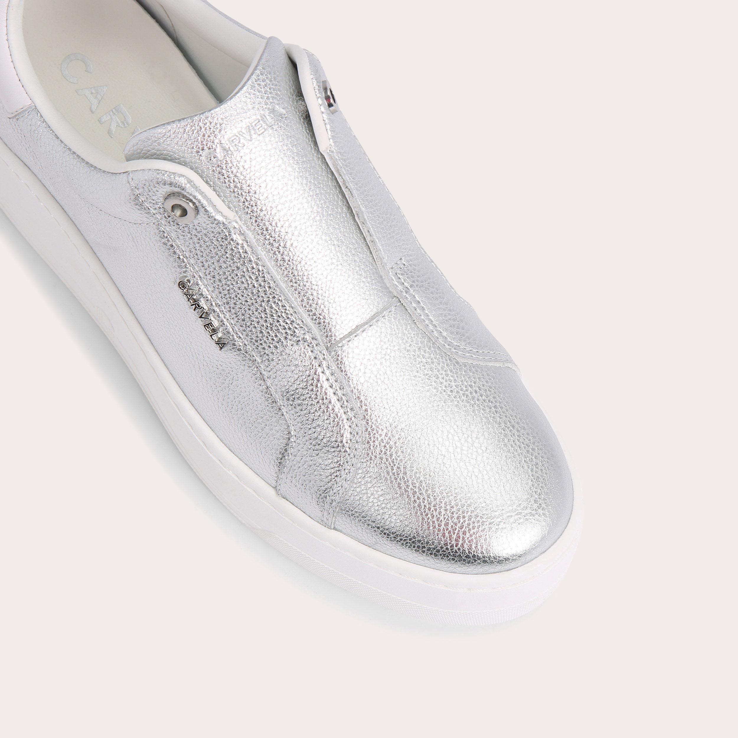 Silver slip on trainers on sale