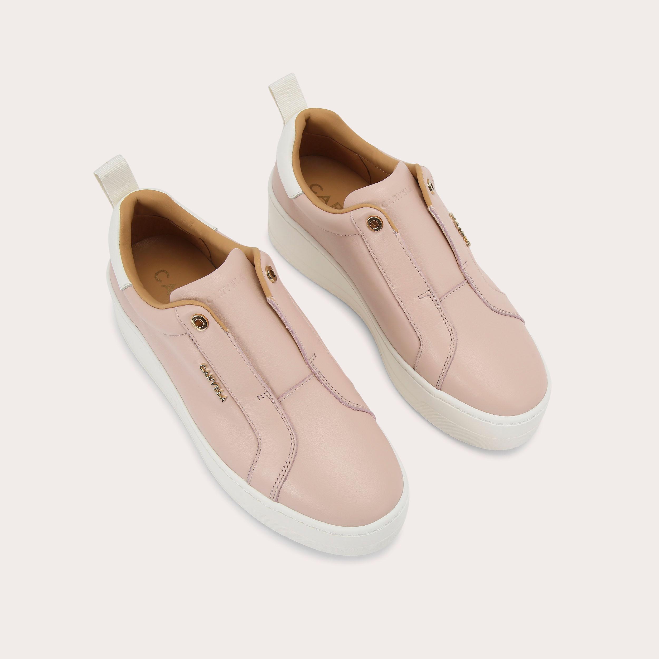 Pink leather slip on sneakers on sale