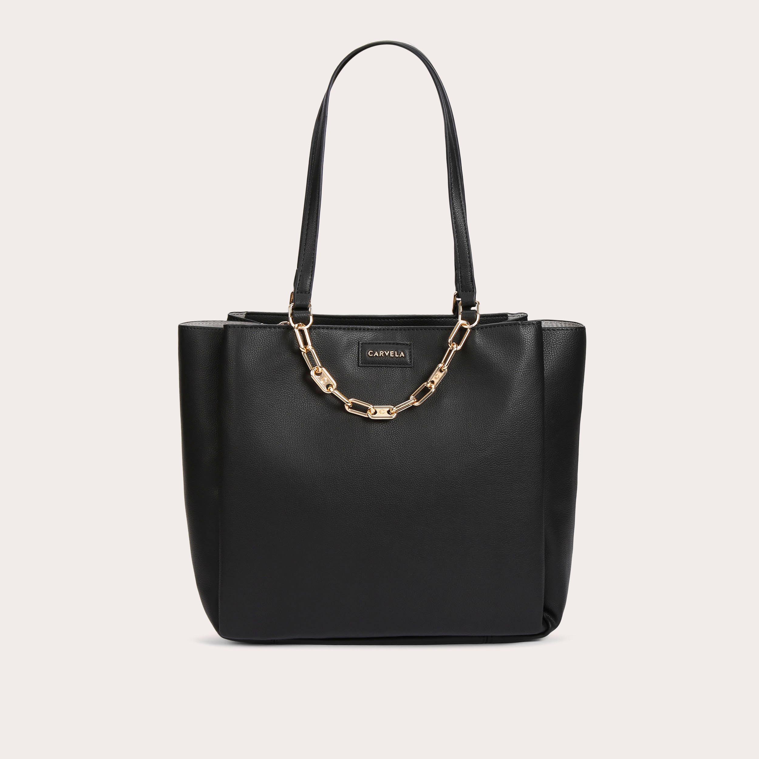 Black chain front winged tote bag new arrivals